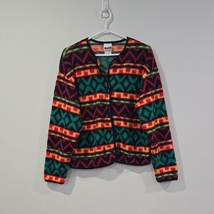 Retro 80's/90's Fleece Colorful Patterned Nordic Sweater/Jacket